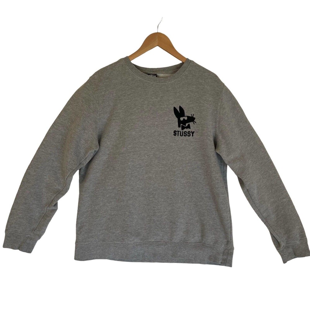 Vintage Stussy Men's Crewneck Sweatshirt Size XL‎ Stay Paid Stussy Crew Gray Y2K